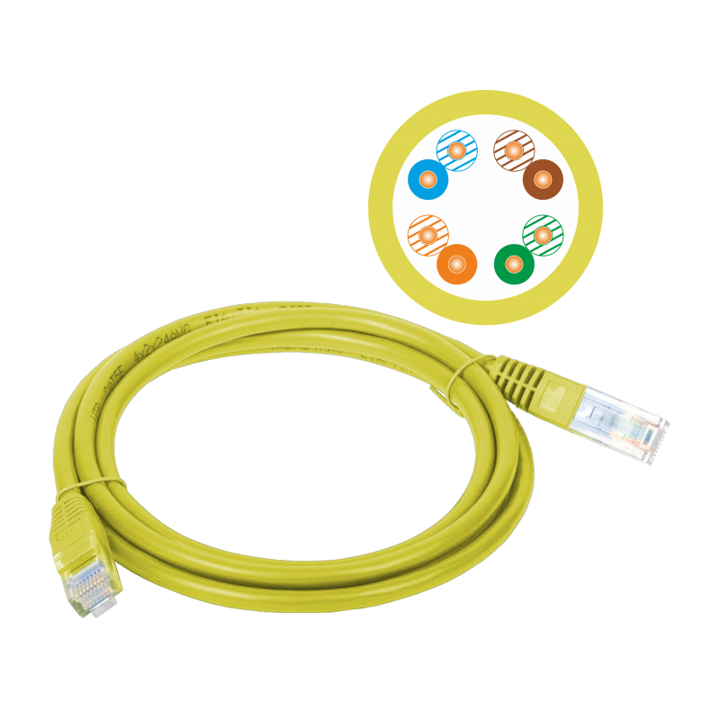 Patchcord U/UTP kat.5e PVC 2.0m żółty ALANTEC