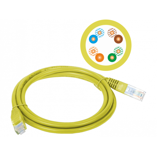 Patchcord U/UTP kat.5e PVC 2.0m żółty ALANTEC