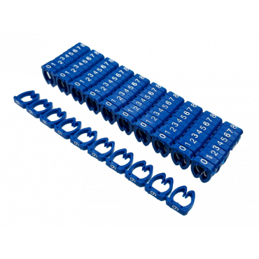 Oznaczniki kabli 0-9 na kable o śr. 6-7mm niebieskie ALANTEC