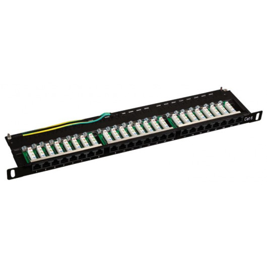 Patch panel kat.6 19" 24xRJ45 UTP z półką 0,5U ALANTEC