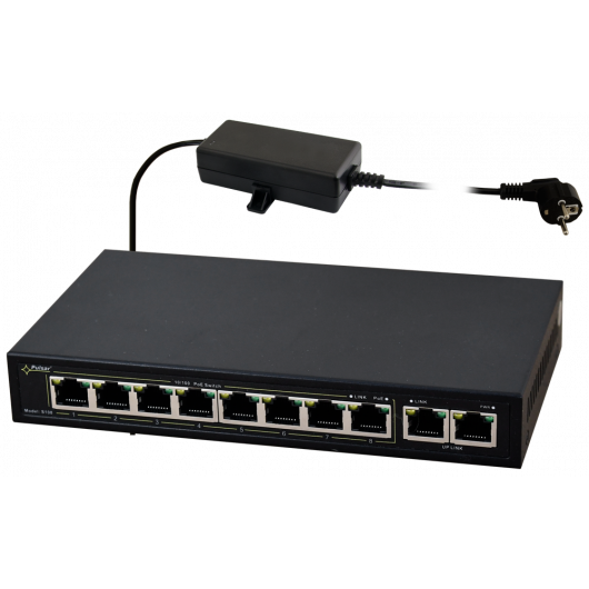 S108 Pulsar Switch PoE 10-portowy S108 do 8 kamer IP