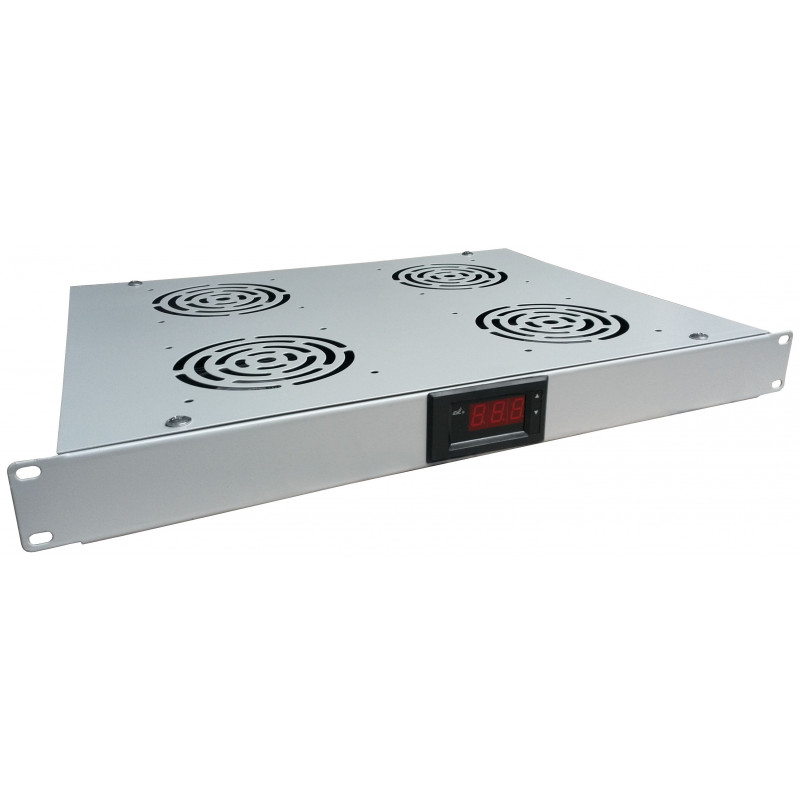 Panel rack 19" 1U 4 x wentylator z termostatem szary ALANTEC